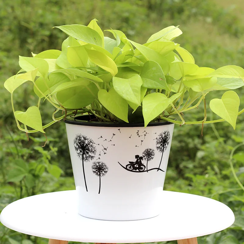 Ленивый цветочный горшок для гостиной с зеленым растением двухслойный