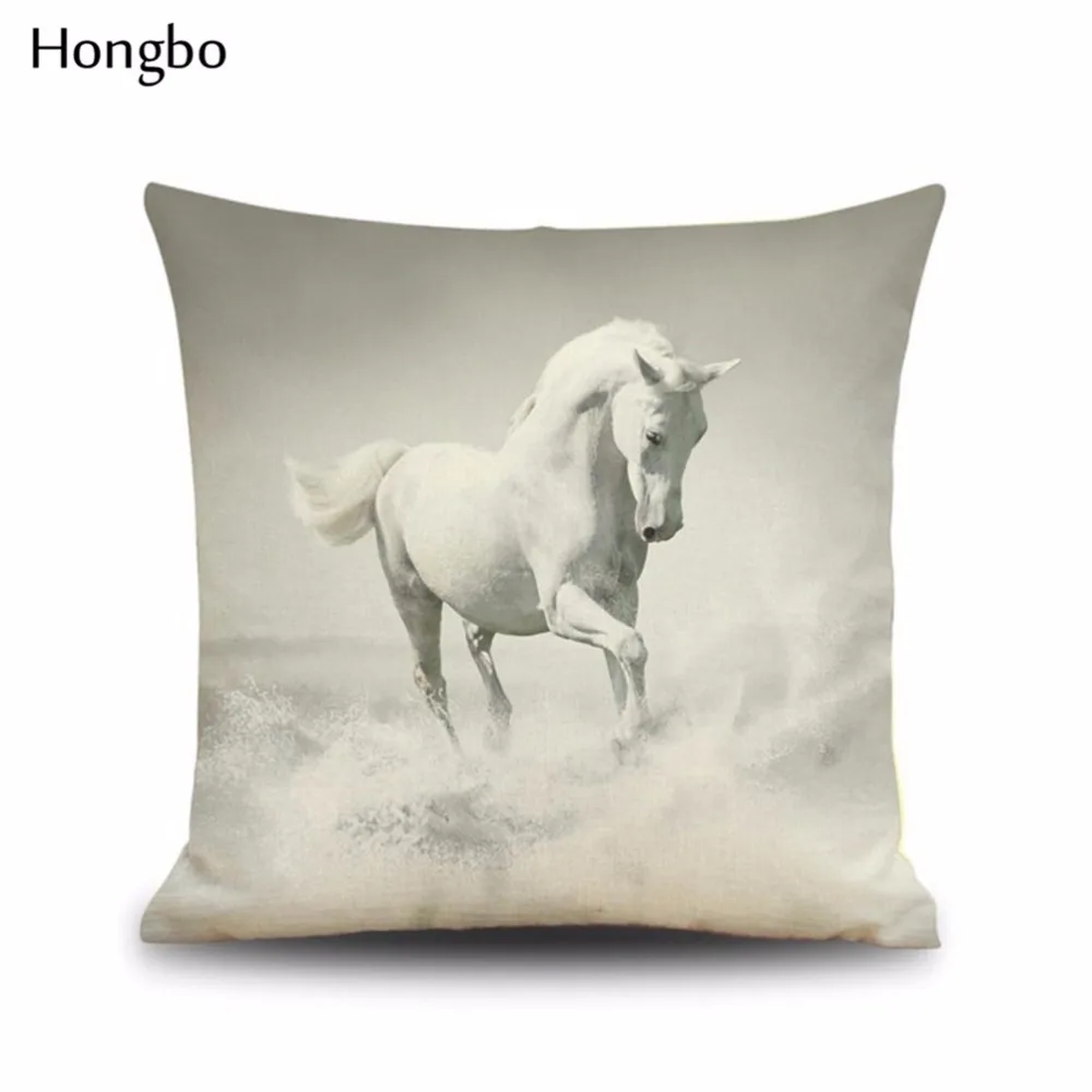 Хунбо 1 шт. дикое животное лошадь хлопок белье Чехлы акварель наволочка стул