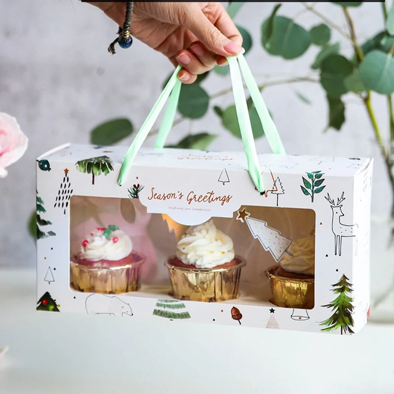 season greetings 5 шт. милый Единорог кекс для вечеринки коробка с ручкой день рождения чашки торт упаковочные коробки для кексов подарочные коробки - Цвет: season greetings