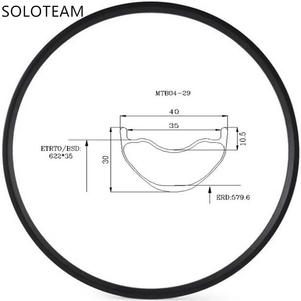 

29er AM XC BIKE RIMS 40MM WIDTH 30MM DEPTH CARBON FIBER 27" MTB CLINCHER RIM HOOKLESS TUBELESS COMPATIBLE SOLO BICYCLE