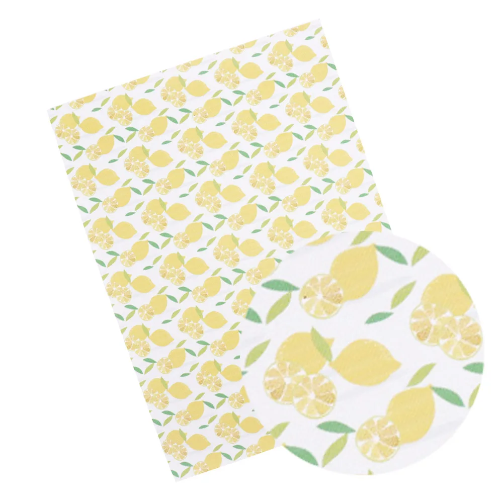 lemon IBOWS 22*30 см Snythetic кожа арбуз растения напечатаны искусственный из искусственной кожи ткань для DIY заколки с бантами для волос сумки аксессуары ткань - Цвет: lemon