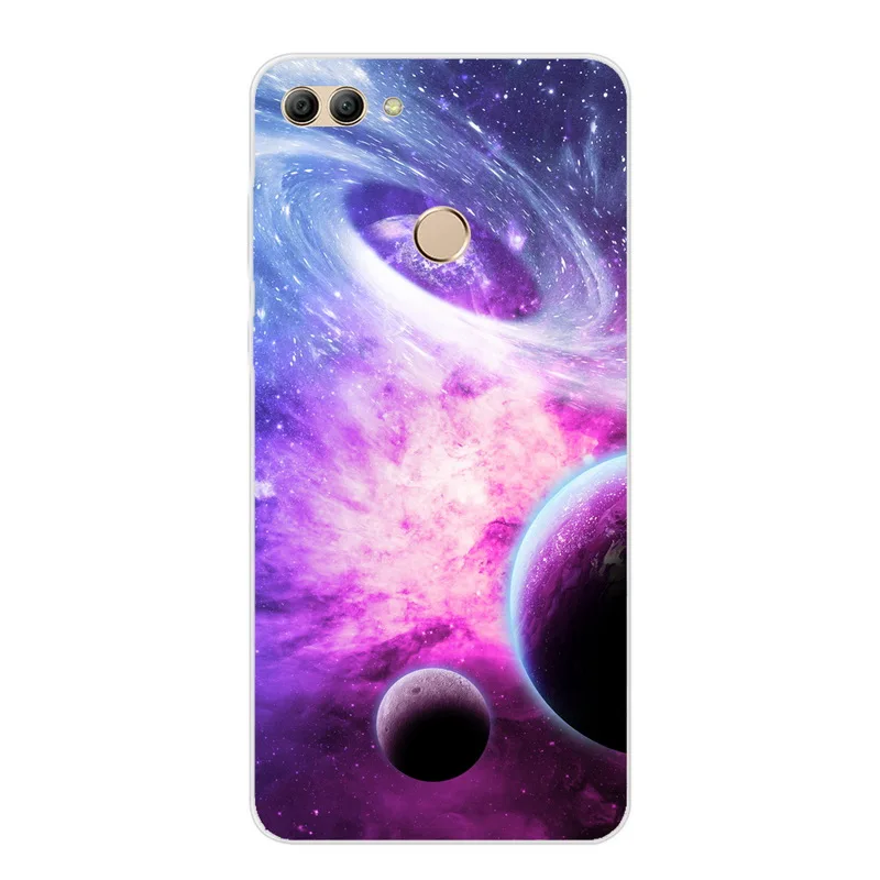 Силиконовый чехол для телефона, для huawei Y9 мягкий чехол для телефона пространство художественный Принт Крышка для huawei Y 9 Y9 Прозрачный Бампер бант из ленты TPU с изображением Y9 - Цвет: 18