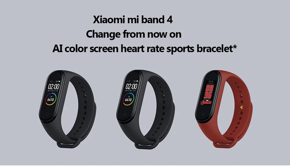 Xiaomi Mi-браслет 4, умный Браслет, 0,95 дюймов, цветной экран, Bluetooth, 5,0, 135 мА/ч, пульсометр, фитнес, водонепроницаемый браслет, 4 браслета