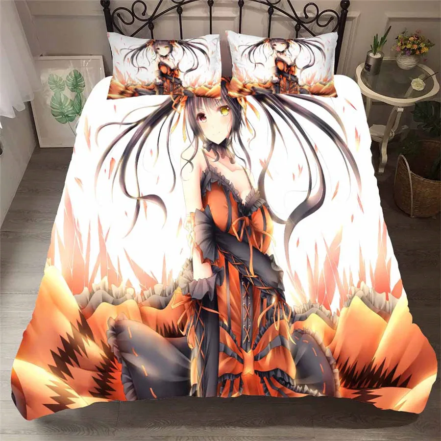 HELENGILI 3D Постельное белье аниме печати пододеяльник набор Bedcloth с Наволочка на