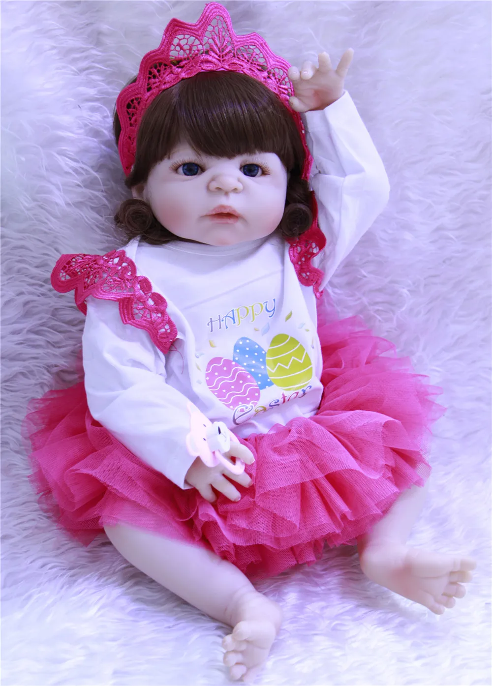23 дюймов 57 см полная силикона Reborn Baby новорожденного куклы силиконовые reborn малыша