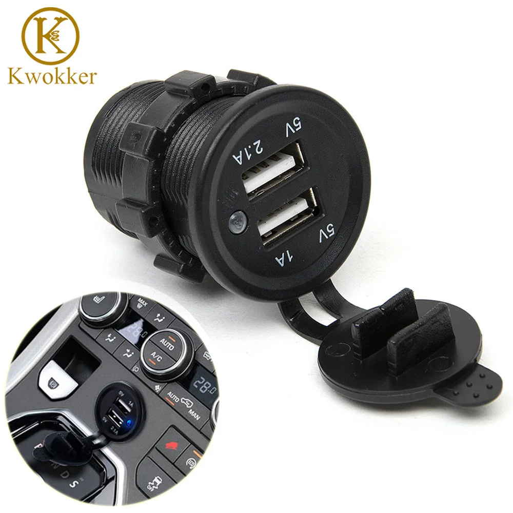 

KWOKKER 12V 3.1A DC Dual USB Port Car Cigarette Lighter Socket Charger Outlet Splitter