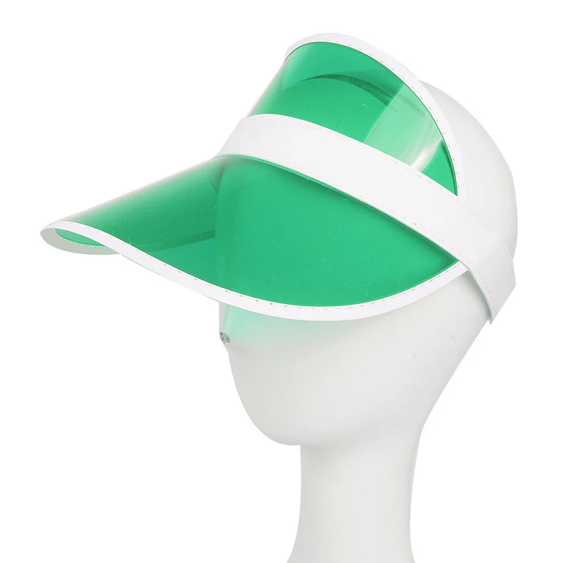 green Летняя, унисекс, детская, уличная, прозрачная, ПВХ, Пустой Топ, шляпа, УФ Кепка с козырьком от солнца,, солнцезащитный козырек - Цвет: green