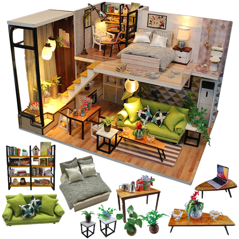 

Cutebee Doll House Furniture Miniature Dollhouse DIY Miniature House Room Box Theatre Toys for Children Casa DIY Dollhouse N