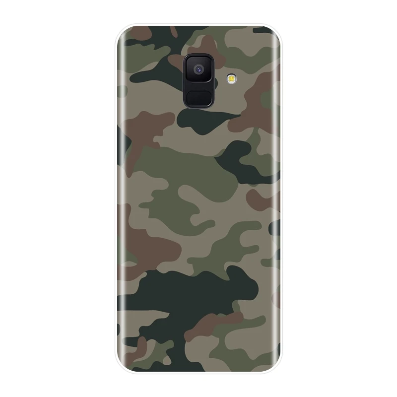 Камуфляжная Военная задняя крышка для Samsung Galaxy A6 A8 Plus 2018 A5 A7 Мягкий силиконовый