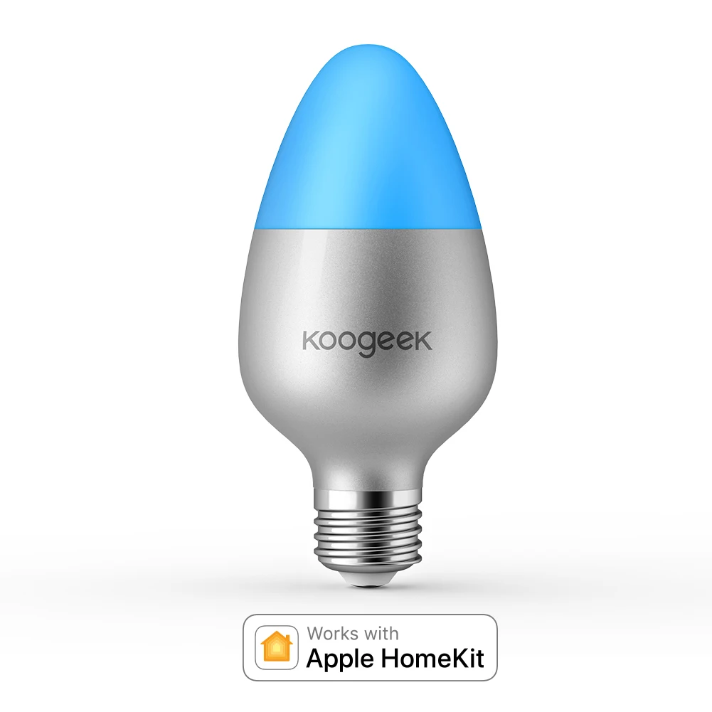 Умный WiFi светильник Koogeek, лампа E27, 8 Вт, изменяющая цвет, затемняемый Светодиодный светильник, работает с Apple HomeKit, Поддержка Siri, таймеры