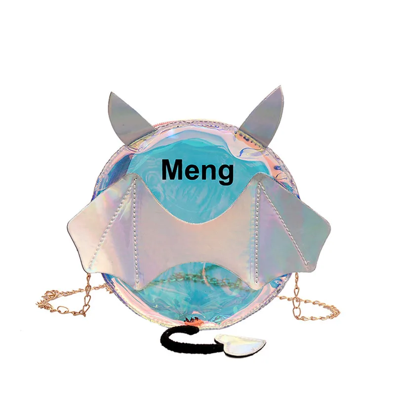 Женская прозрачная сумка-мессенджер с лазерной гравировкой в виде летучей мыши