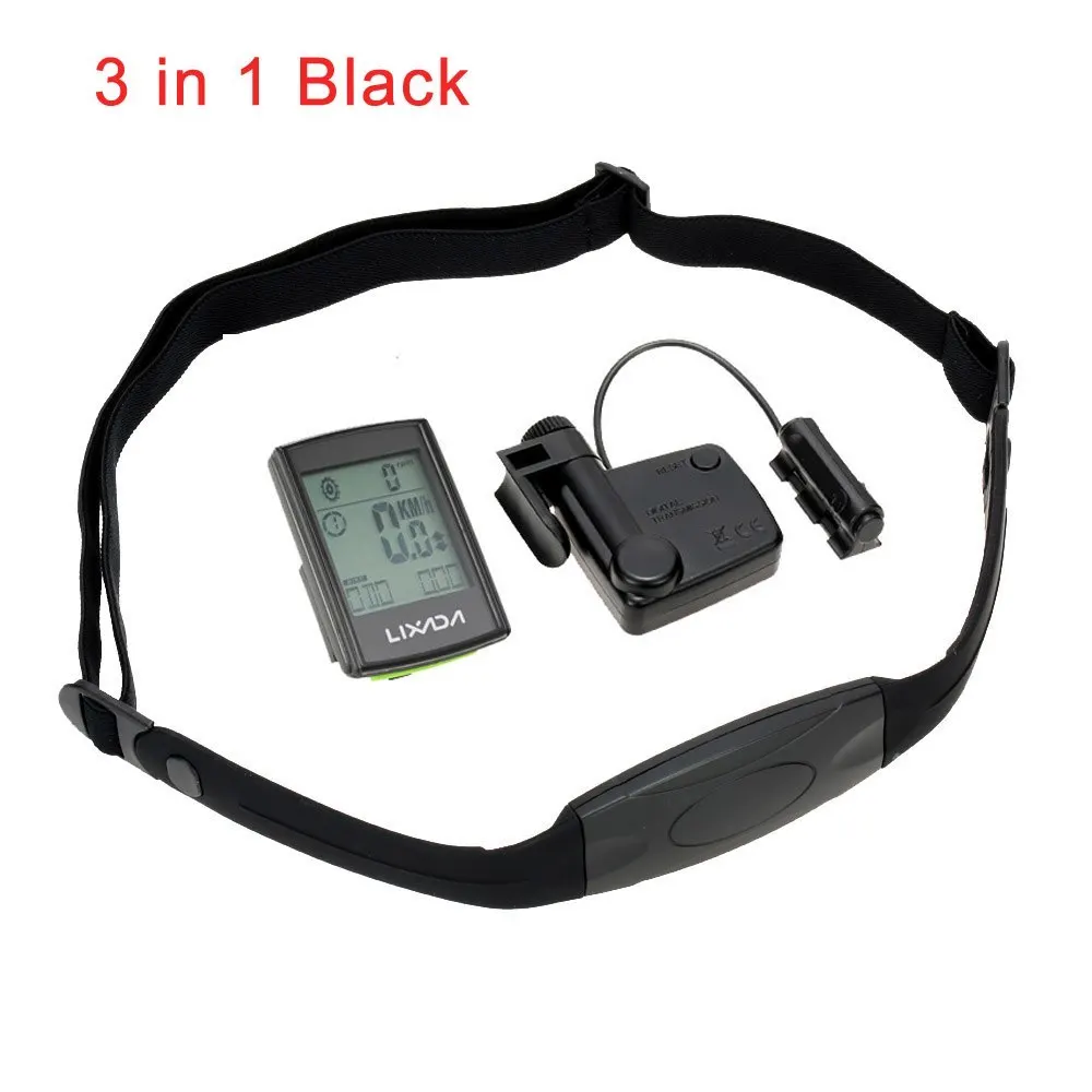 3 IN 1 Black Lixada Многофункциональный водонепроницаемый беспроводной lcd велосипедный компьютер спидометр секундомер Спидометр водостойкий цифровой - Цвет: 3 IN 1 Black