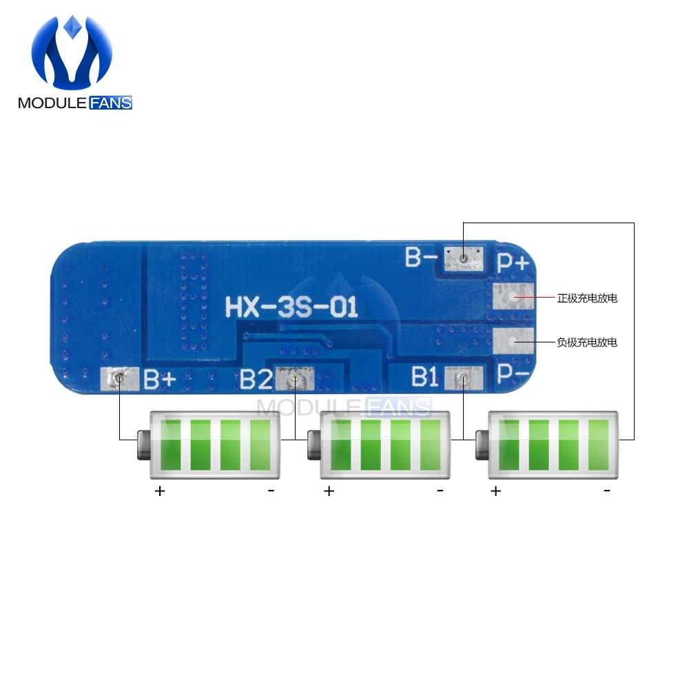 Модуль защитной платы зарядного устройства для литиевого аккумулятора 3S 10 А 12 В 3
