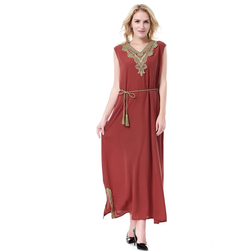 Женское мусульманское длинное платье туника Abaya Jalabiya Emboridery длинный исламский