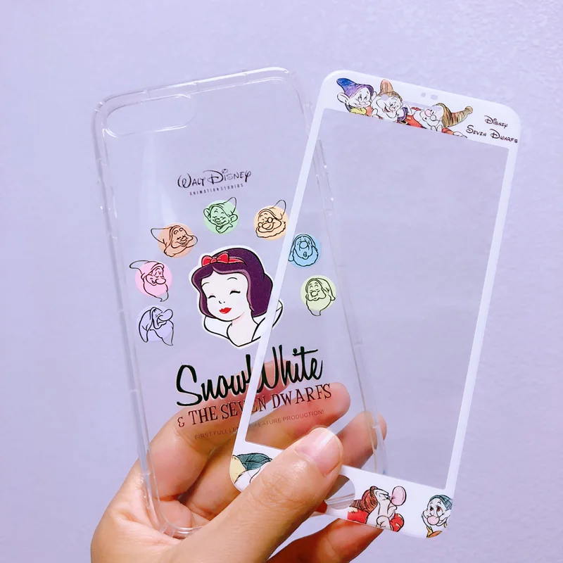 Для iPhone 8 8plus Белоснежка Принцесса Чехлы и пленка для экрана из закаленного стекла