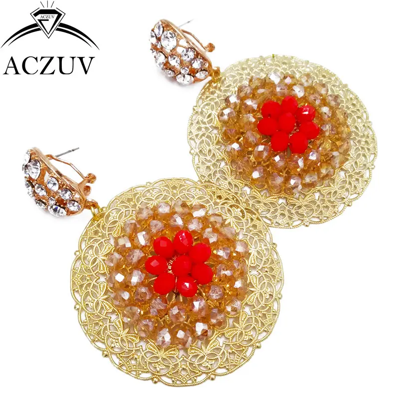ACZUV Бренд Золотой AB и Непрозрачный красный африканский ювелирный набор 2017
