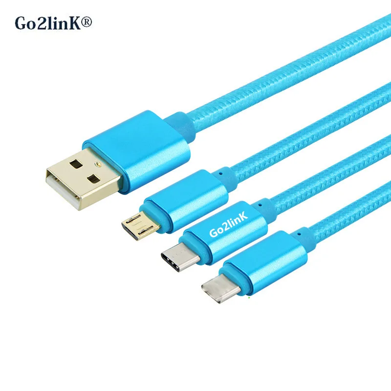 Кабель для быстрой зарядки Go2linK 3 в 1 Type C Micro Port USB оригинальный кабель