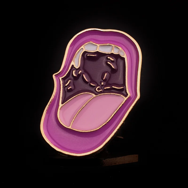 Новинка большая брошь в форме губ с мультипликационным принтом женская и мужская