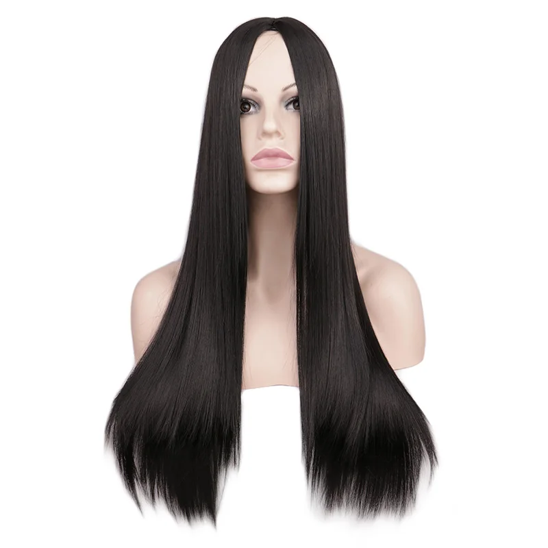 QQXCAIW Women Synthetic 70 Cm Long Straight Cosplay Wig Party Sliver White 100% High Temperature Fiber Hair Wigs