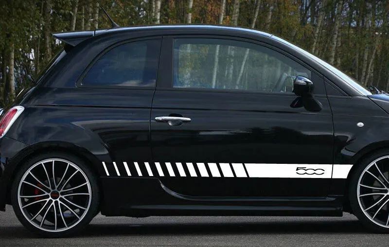 Наклейка виниловая с боковыми полосками для Fiat 500 Abarth Racing Rocker Светильник Chrome da