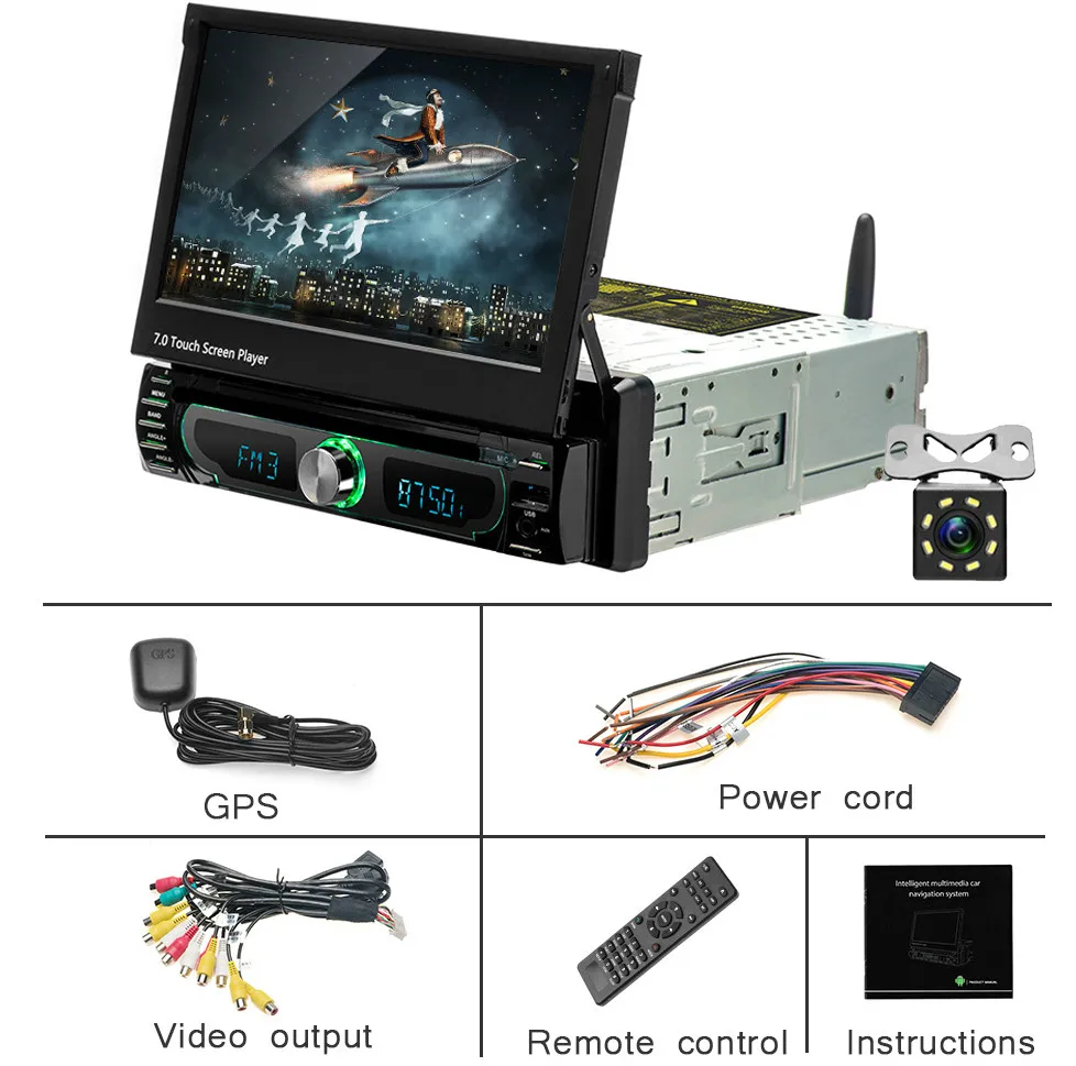 With 8 LED Camera Hikity Android 1 din автомагнитола 7 дюймов gps Автомагнитола Автомобильный мультимедийный MP5 dvd-плеер Поддержка камеры заднего вида с зеркалом ссылка - Цвет: With 8 LED Camera