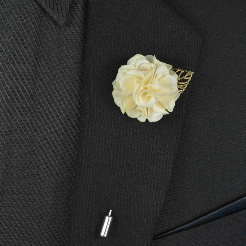 Fashion Handmade Flower Boutonniere Stick Brooches Pin Men Women Accessories Cute Gold Leaf Lapel for Suit | Украшения и