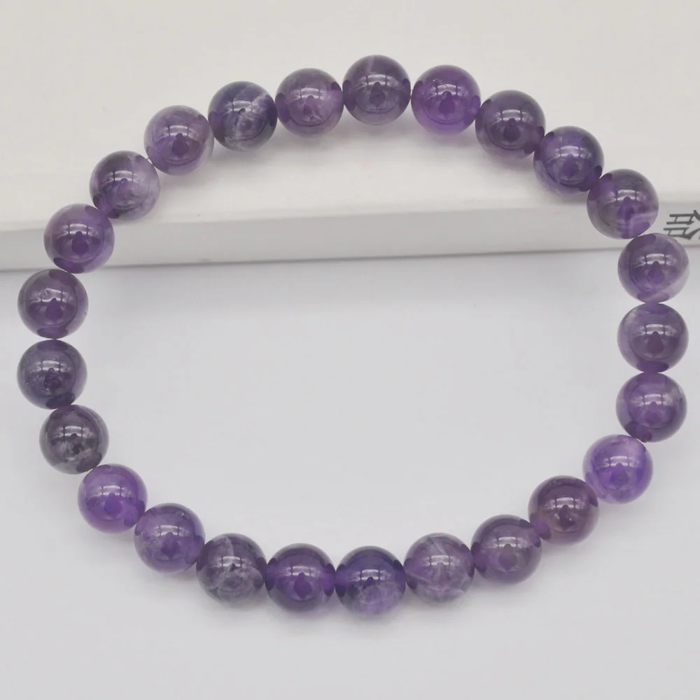 Amethyst 8 мм Howlite/Родонит/Песчаник/Сердолик/кристалл/Лабрадорит/тигровый глаз камень Бусины драгоценный камень браслет стрейч 8 дюймов ювелирные изделия - Окраска металла: Amethyst