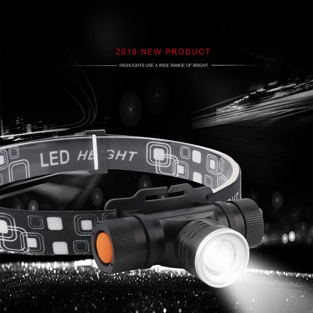 BORUiT налобный фонарь с зумом светодиодный 1000LM XML T6 3-режим фар Mirco USB зарядка налобный фонарь 18650 Перезаряжаемые PCB Батарея свет