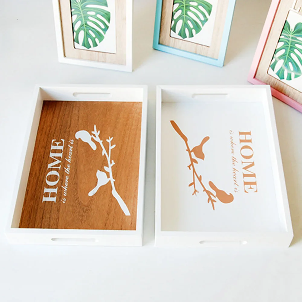 Прямоугольный деревянный поднос для хранения декоративные подносы с ручками