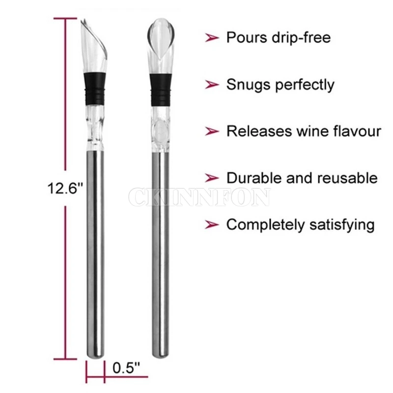 200Pcs/Lot Stainless Steel Barware Wine Pourer With Chill Rod Bottle Coolers Chiller Stick Spout Aerator | Дом и сад