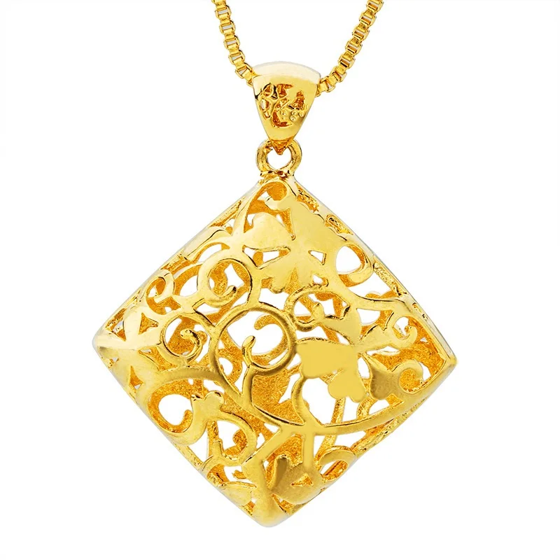 OMHXFC Wholesale European Fashion Woman Man Unisex Party Birthday Wedding Gift Hollow Rhombus 18KT Real Gold Charm Pendant PN21 | Украшения