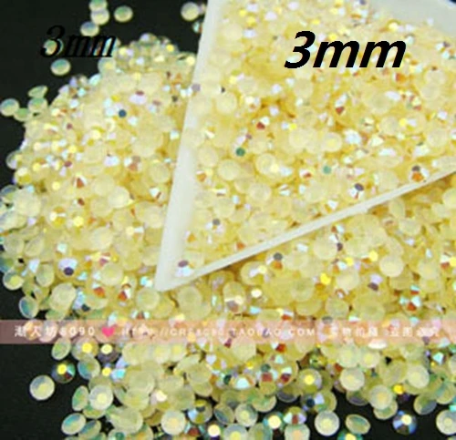 

Free Shipping SS12 3mm 10000pcs DIY Jelly Light Yellow Intrigue AB Flatback Resin Rhinestones For Nail Art Bags Shoes