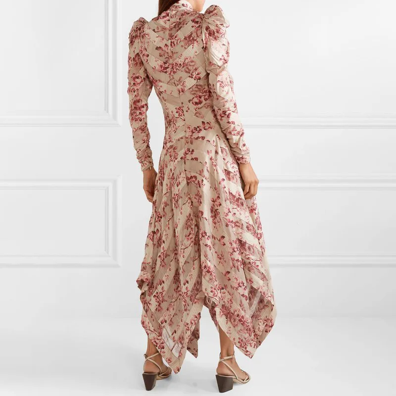 Новинка 2019 женское платье модное стильное с длинным рукавом галстуком-бабочкой