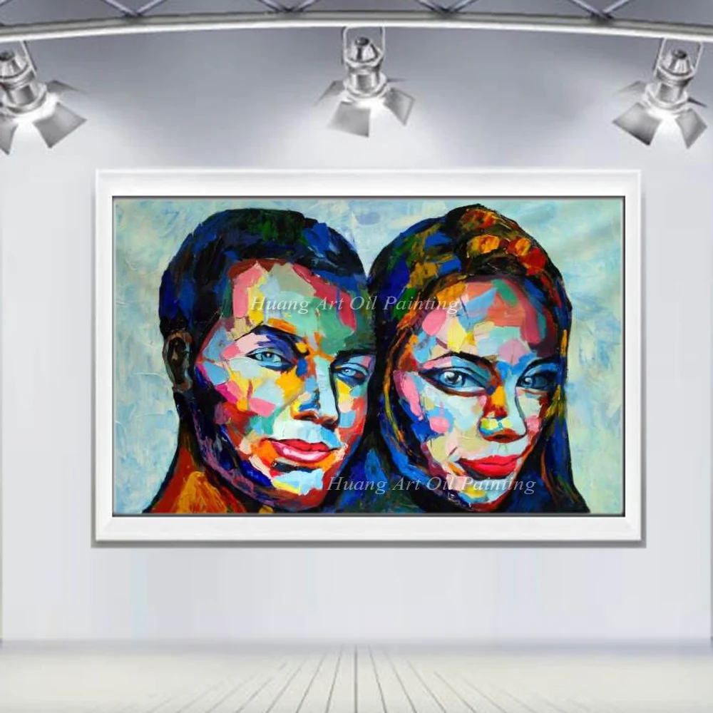 Ручная роспись современный абстрактный портрет ножа на холсте настенное