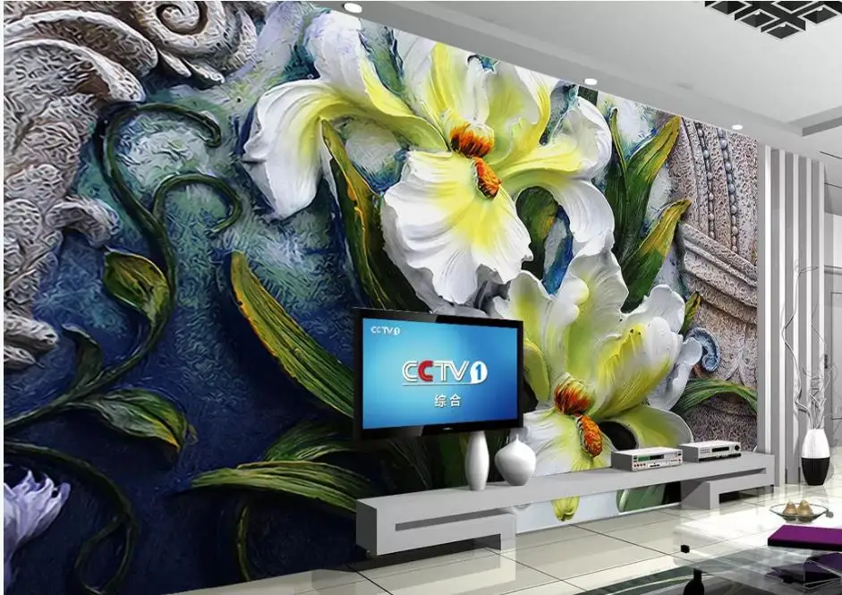 Обои для стен 3 d гостиной 3D цветок лилии рельефный фон стены цветочный