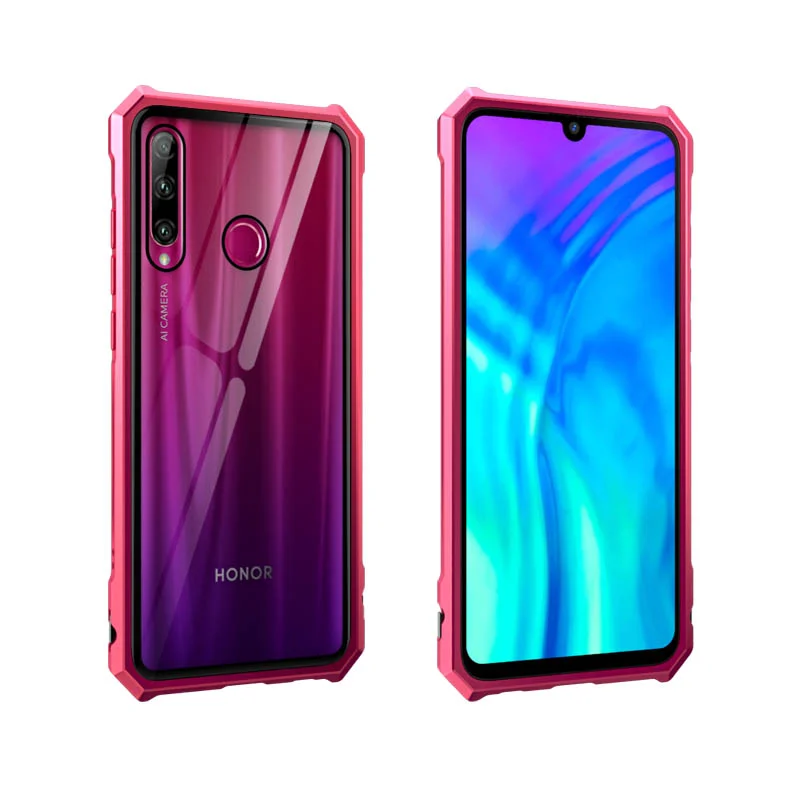 Роскошный противоударный защитный чехол для huawei Honor 20 Lite Pro 20i Honor20, металлический бампер и Задняя стеклянная крышка для телефона Honor 20 Lite, чехол - Цвет: Red