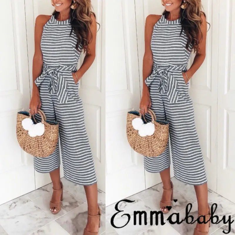 Новинка Женская Клубная одежда Свободный Летний Полосатый пляжный костюм