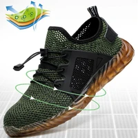 new breathable mesh safety shoes men light sneaker indestructible steel toe soft anti piercing work boots plus size 36 48