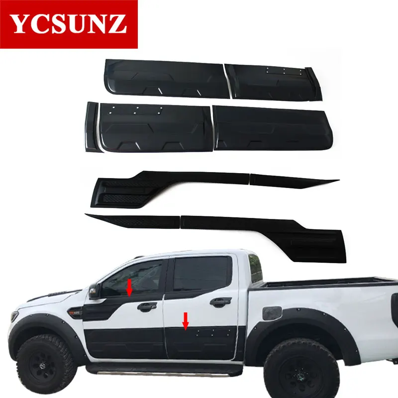 4 body cladding 4 up 6 шт./компл. Внешняя облицовка корпуса Наборы для FORD RANGER T6 T7 2012- Wildtrak кабина с двумя рядами - Цвет: 4 body cladding 4 up