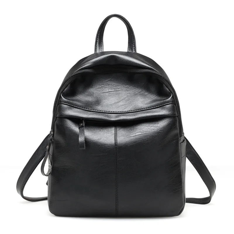 Backpack Women Leather Bag High Quality Zipper solid color Fashion Casual schoolbag for Girls Mini women backpack schoolbag