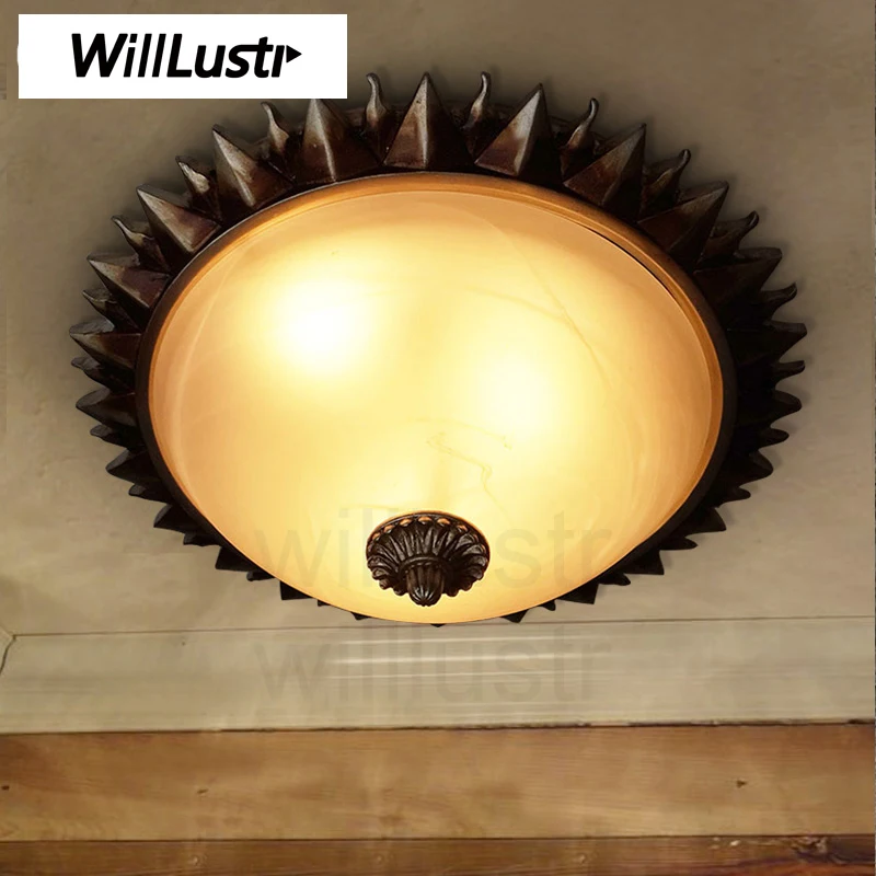 

willlustr roman glass ceiling lamp glass shade lighting porch foyer bedroom loft mediterranean Europe Roman Sun FLUSHMOUNT light