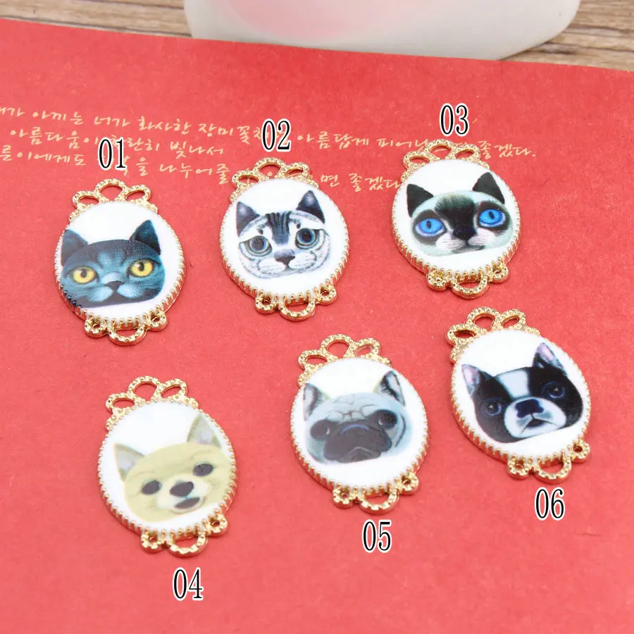 10 шт Подвески эмалевый сплав Kawaii 17*27 мм Животное Мультфильм напечатанная собака