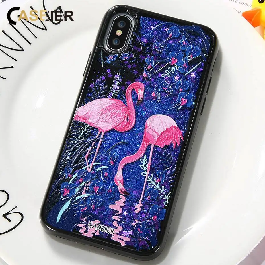 CASEIER зыбучий песок чехол для телефона iPhone 6 6s 7 8 Plus блестящие Чехлы X Фламинго Fundas |