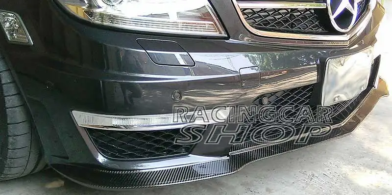 Настоящий углеродное волокно передний спойлер для Benz W204 C63 бампер AMG 2011 2014 M020|spoiler