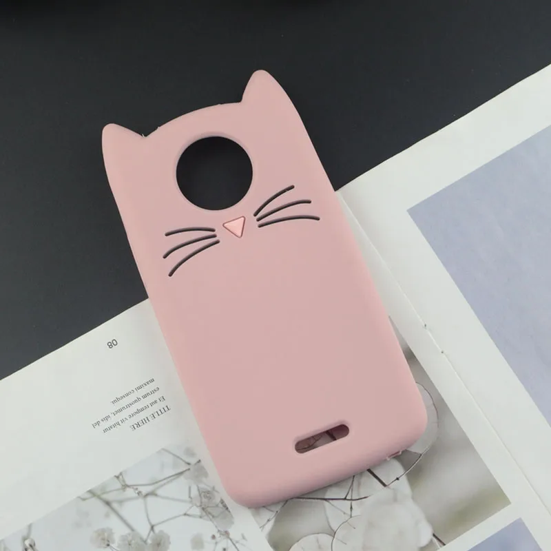 Милый 3D мультяшный силиконовый чехол для Motorola Moto C XT1750 4G чехол s Япония блестящая борода кошка кошечка с милыми ушками чехол для телефона C Plus