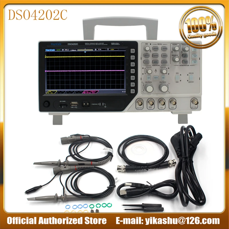 Hantek DSO4202C Горячая 2 канальный цифровой осциллограф 1 канал произвольный/функциональный генератор сигналов 200 МГц 40 к 1GS/s