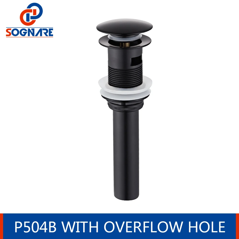 With Overflow Слив для раковины из отходов, слив для раковины, черная матовая пробка для раковины с/без перелива, пробка для раковины, аксессуары, слив, Круглый Стиль - Цвет: With Overflow