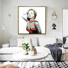 Праздничные принадлежности HAOCHU, американская суперзвезда, черная и белая искусственная живопись, красное платье, картина на стену, фото без рамки