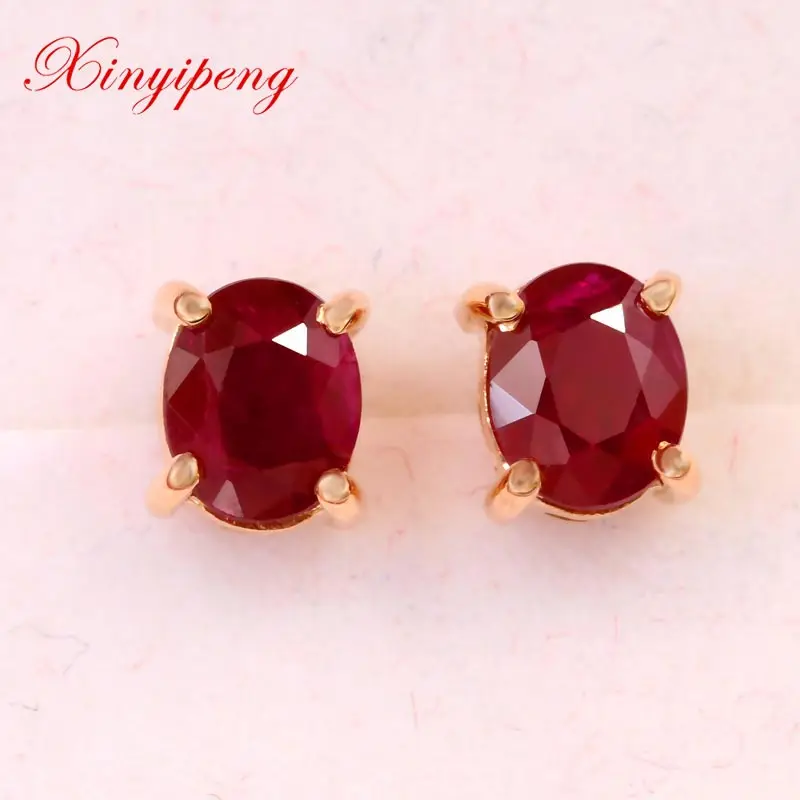 Серьги гвоздики Xin yi peng из настоящего 18 каратного розового золота с 100%