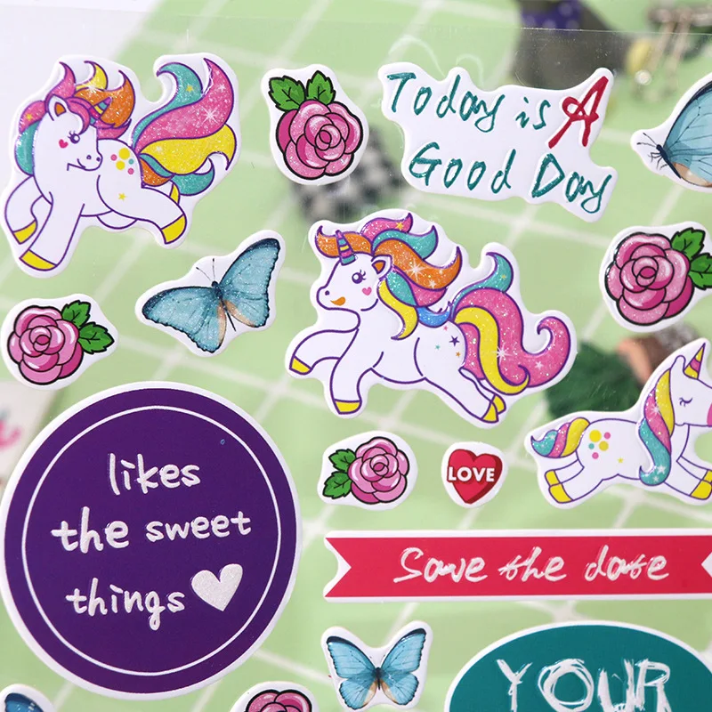 1 шт. наклейки с блестками в стиле единорога со словами реквизит для фотографий